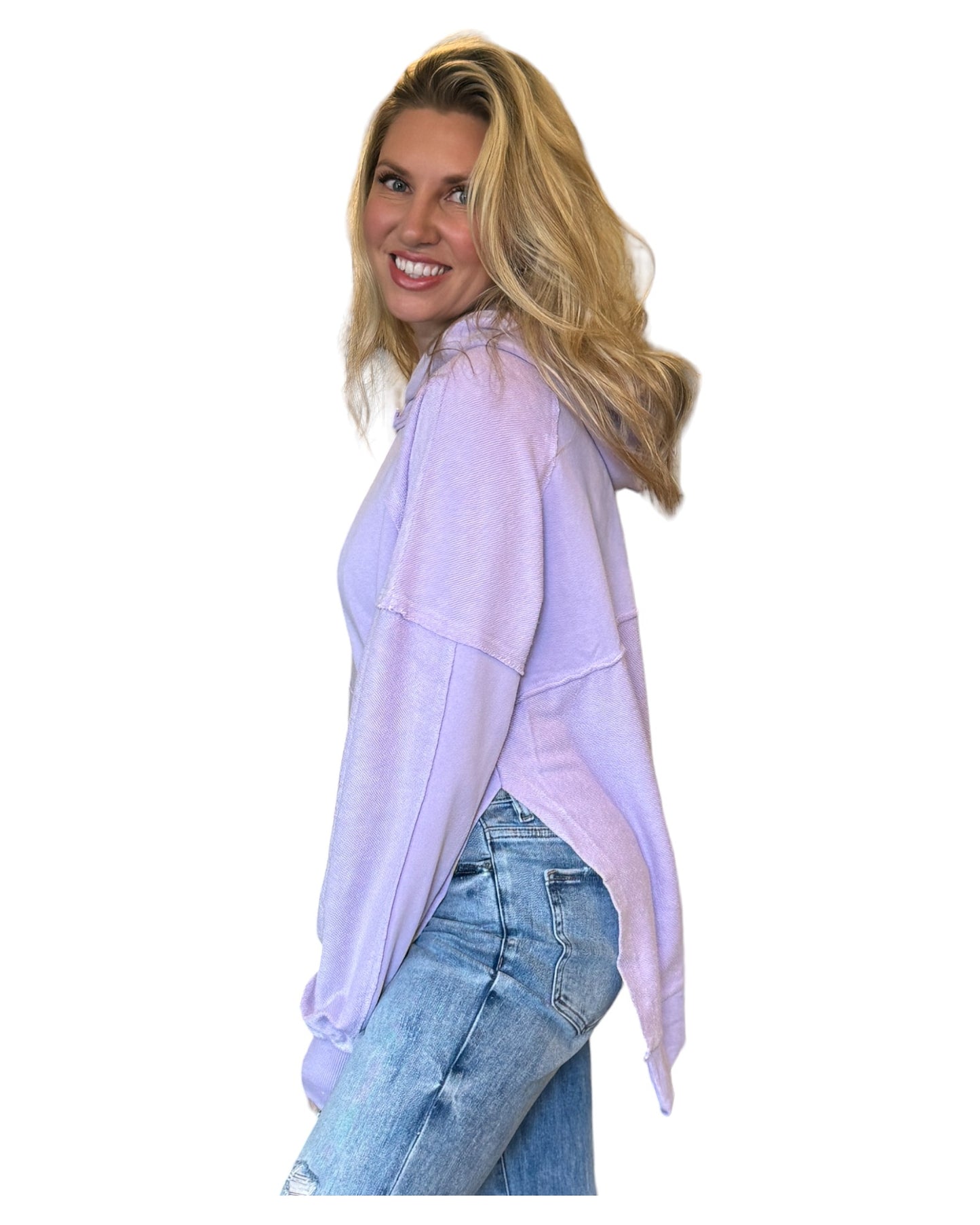 Nikki 100% Cotton Washed Lilac Hoodie
