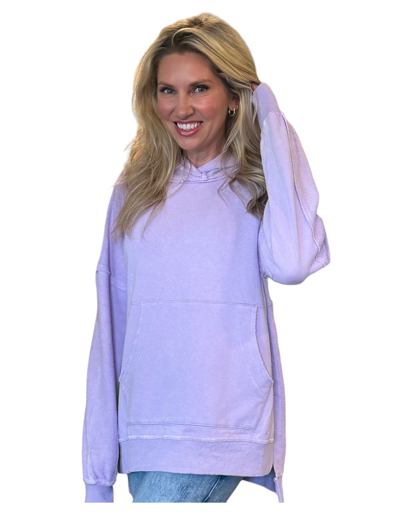 Nikki 100% Cotton Washed Lilac Hoodie