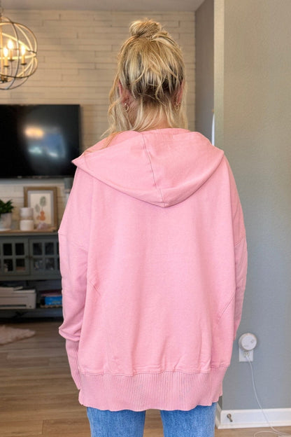 Kennley Cotton Candy Pink 100% Cotton Oversized Hoodie on Model