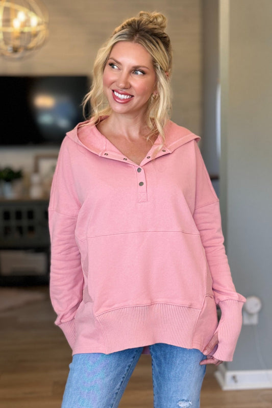 Kennley Cotton Candy Pink 100% Cotton Oversized Hoodie on Model