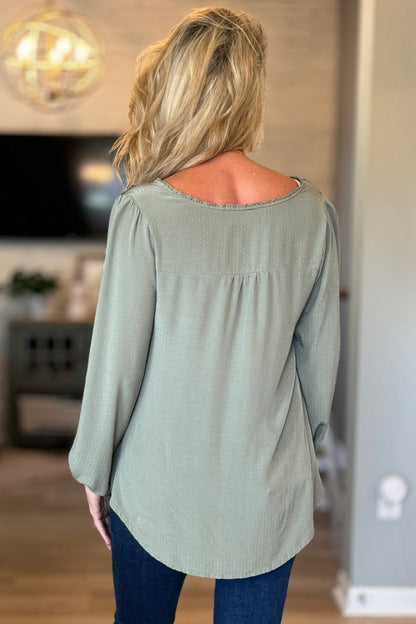 Tranquil Jade Embroidered Peasant Blouse