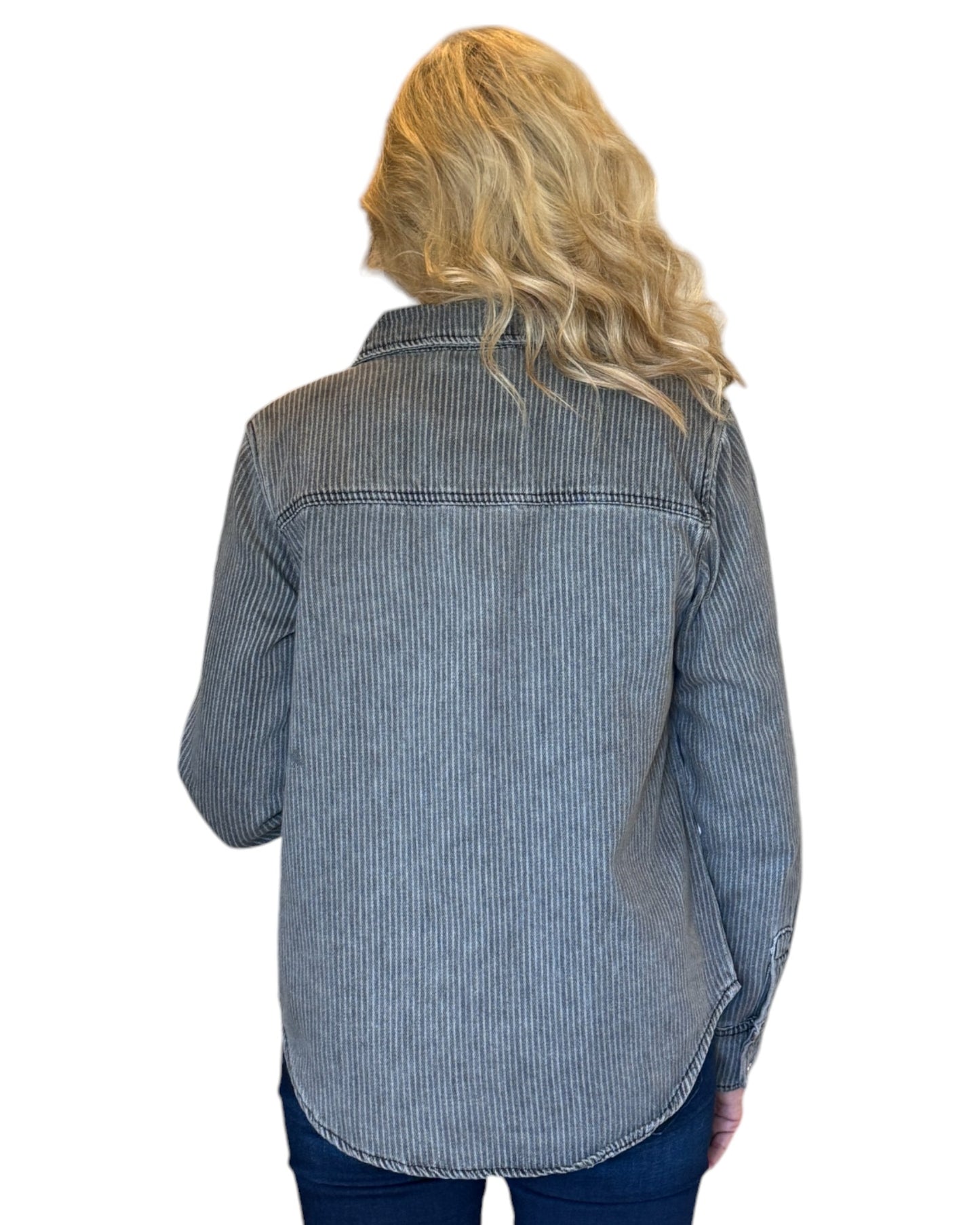 Graphite Stripe Cotton Corduroy Shirt Jacket