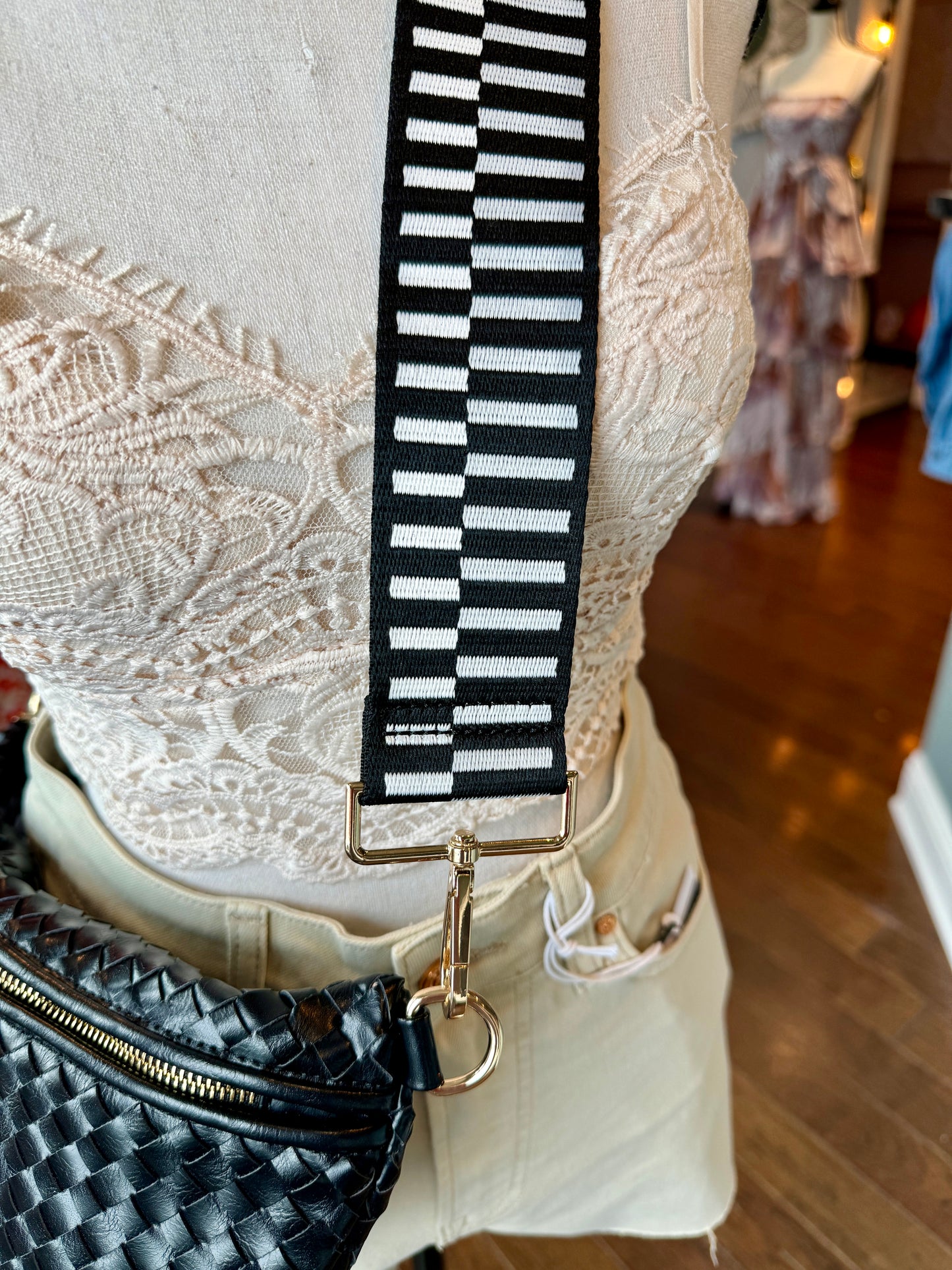 Black Weekender Woven Crossbody Bag