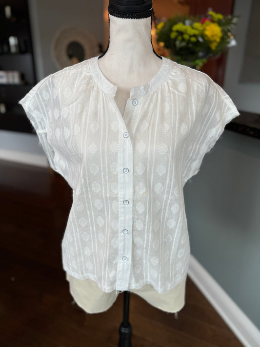 Oceanside White Embroidered Cotton Top