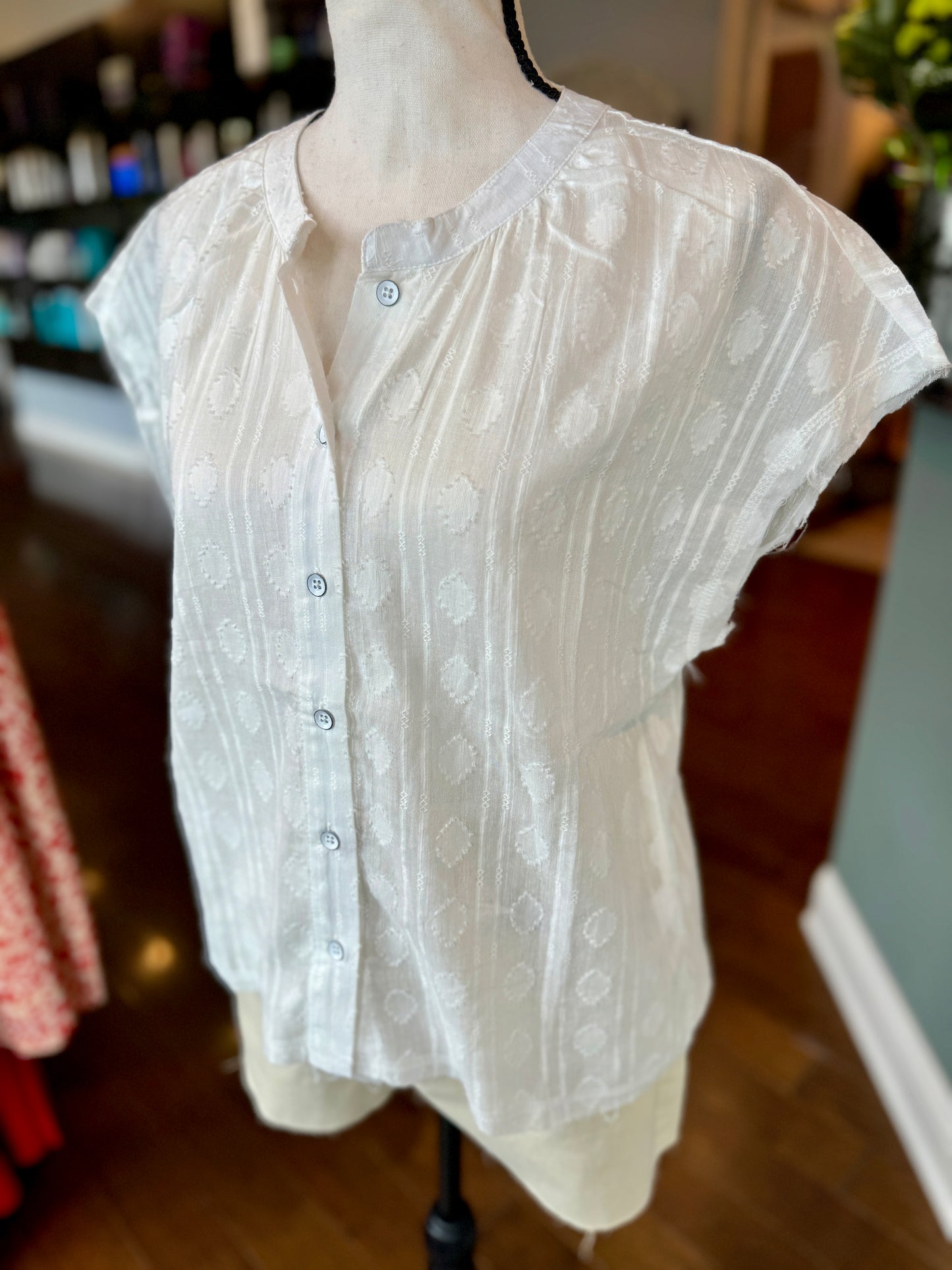 Oceanside White Embroidered Cotton Top