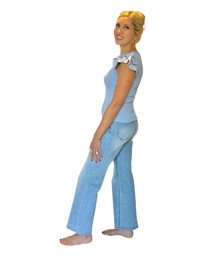 Blue Heaven Eyelet Short Sleeve Top
