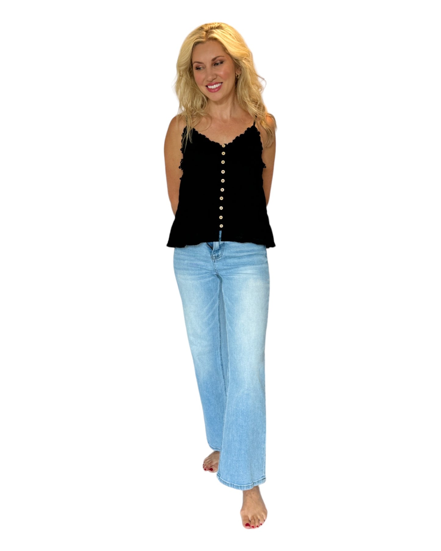 Black Boho Crochet Cami Tank Top