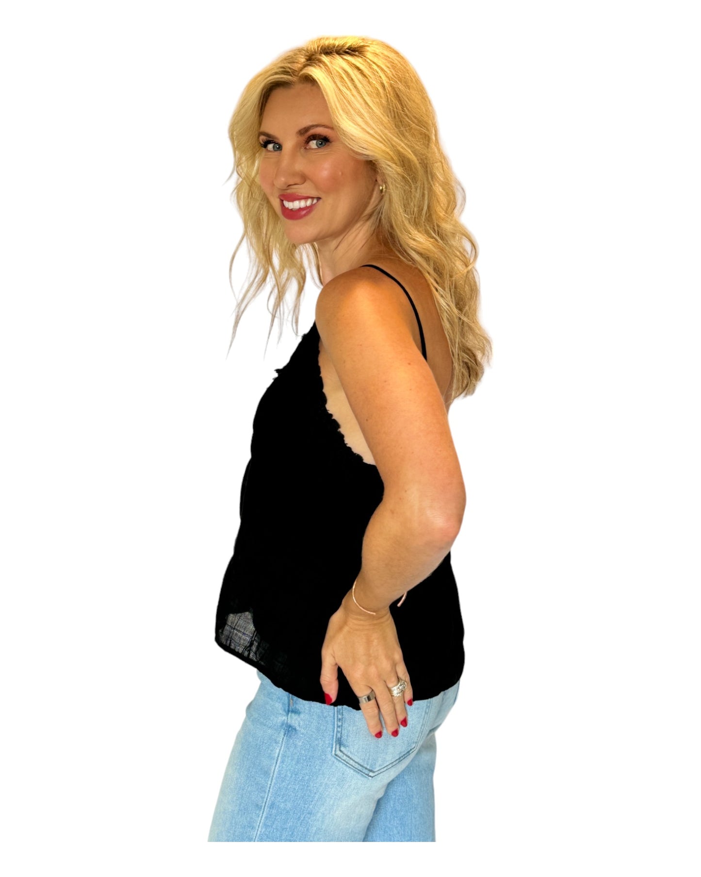 Black Boho Crochet Cami Tank Top