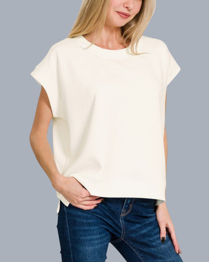 Super Soft Ivory Scuba Relaxed Tee Shirt