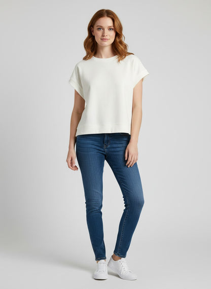 Super Soft Ivory Scuba Relaxed Tee Shirt