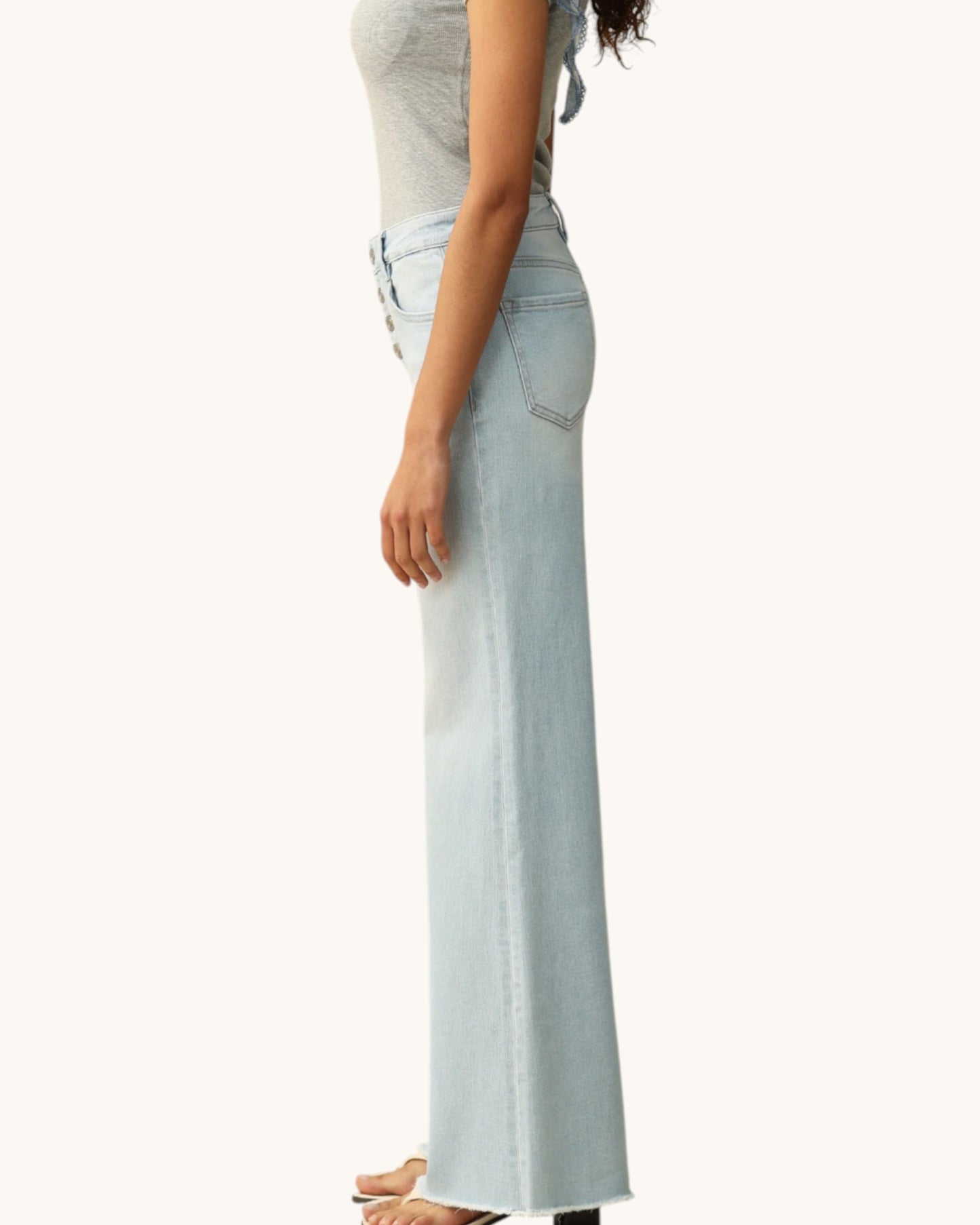 Bayeas Mid-Rise Wide Leg Jean (Light)