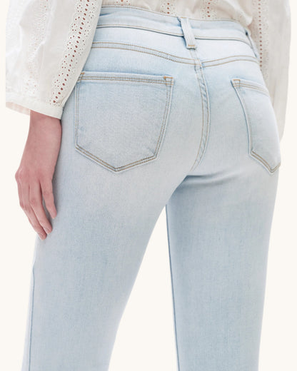 Bayeas Mid-Rise Straight Raw Hem Cropped Jean (Light)