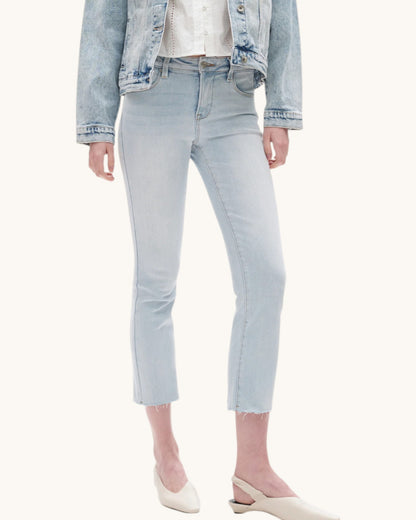 Bayeas Mid-Rise Straight Raw Hem Cropped Jean (Light)