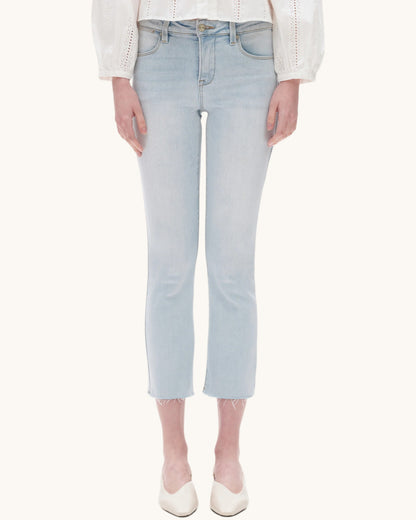 Bayeas Mid-Rise Straight Raw Hem Cropped Jean (Light)