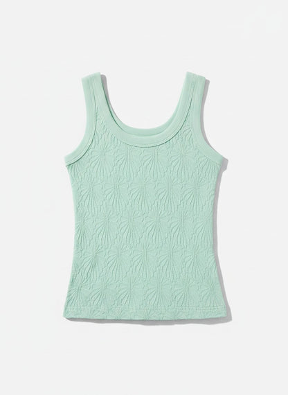 Mint green tank top on a white background.