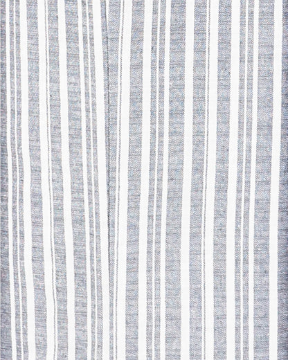 Linen Blend Striped Wide Leg Pants (Navy and Ivory)