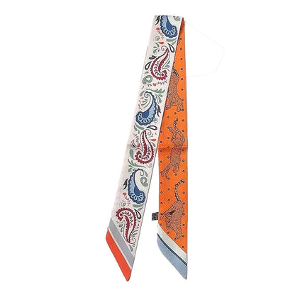 Slim Printed Skinny Ribbon Scarf (Multiple Prints/Colors)