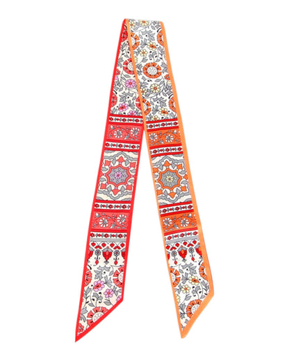 Slim Printed Skinny Ribbon Scarf (Multiple Prints/Colors)