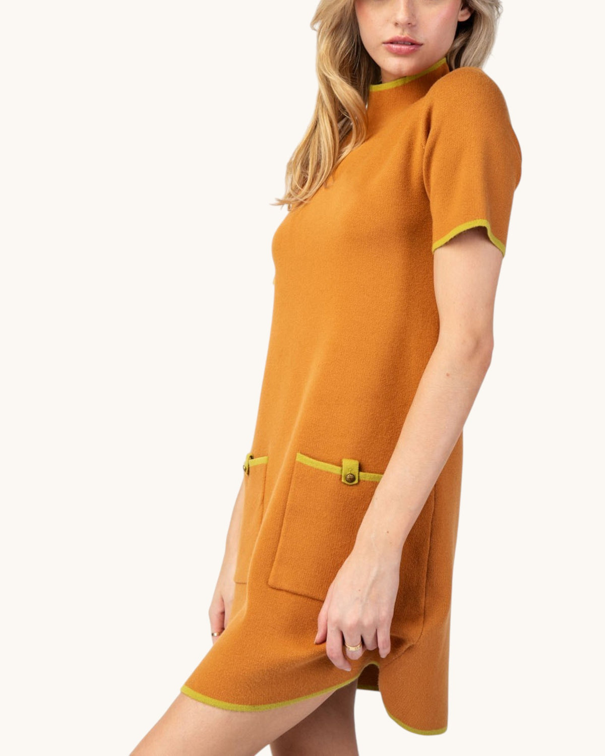Ginger & Lime Contrast Retro Mini Dress
