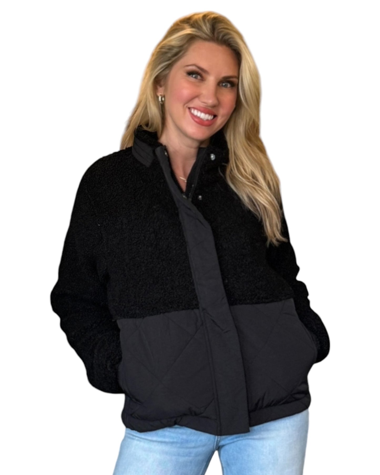 Midnight Black Sherpa Puffer Jacket