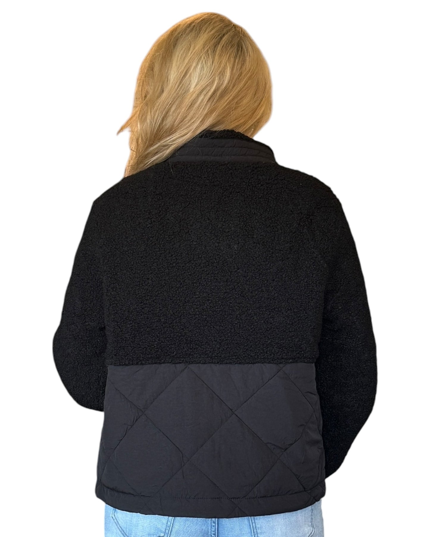 Midnight Black Sherpa Puffer Jacket