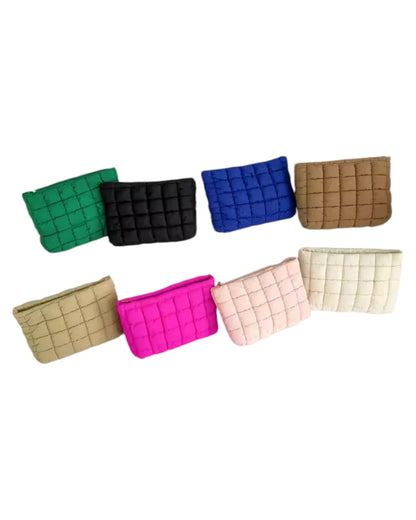 Multiple Colors of a Quilted Puffer Cosmetic / Toiletries Bag