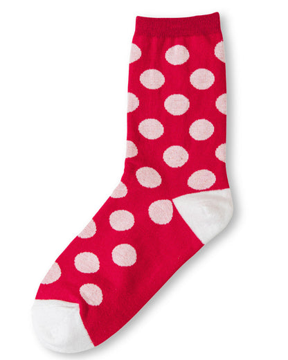 Red and white polka dot socks