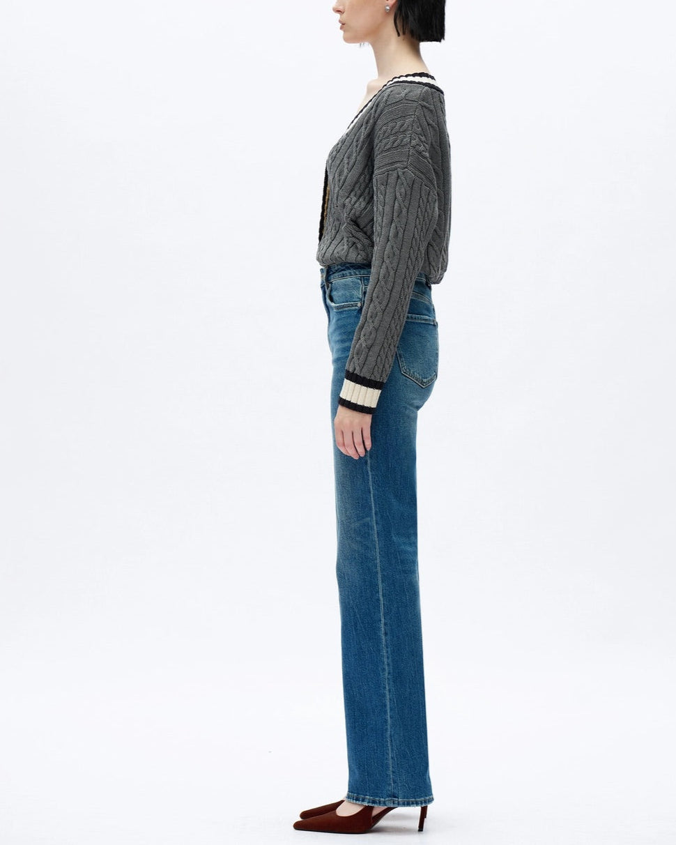 Straight Leg High-Rise Comfort Stretch Jeans in Retro Medium Blue
