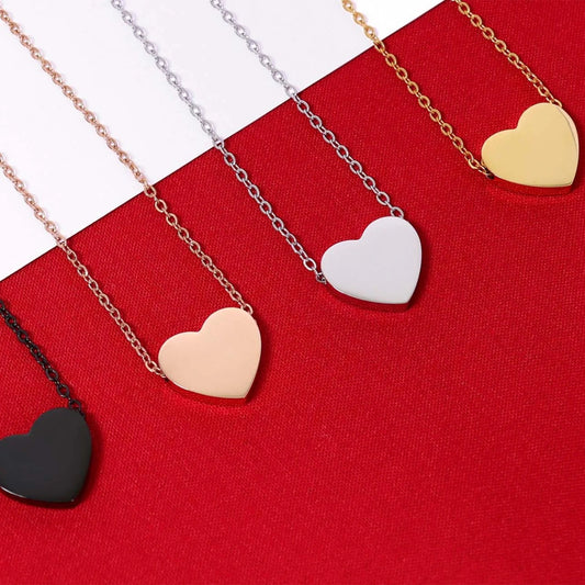 18K Rose Gold PVD Stainless Steel Thick Heart Necklace