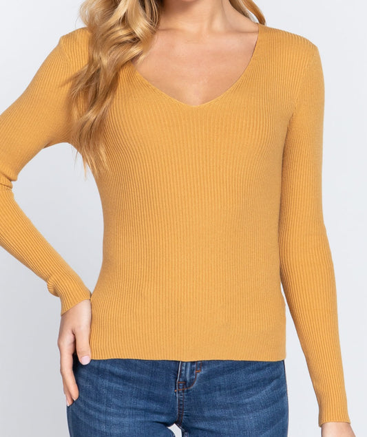 Harvest Gold V-Neck Sweater