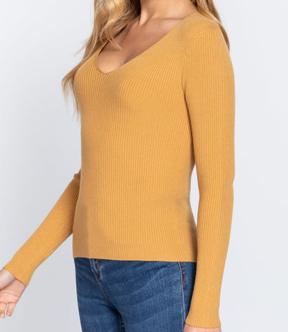 Harvest Gold V-Neck Sweater