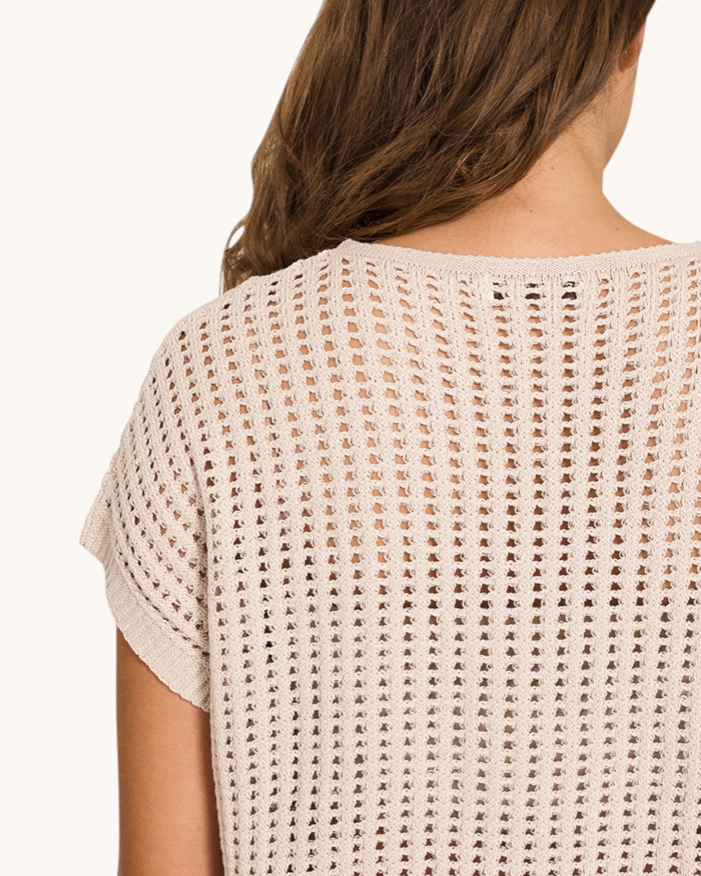Sand Beige American Flag Open Knit Top