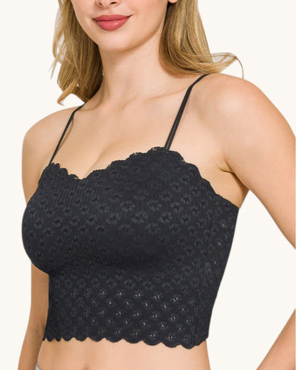 Pointelle Eyelet Bralette (Black)