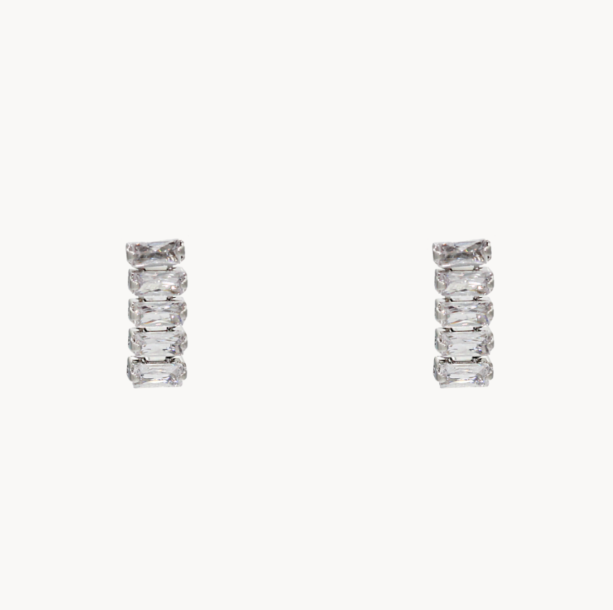 Silver Ladder CZ Earrings