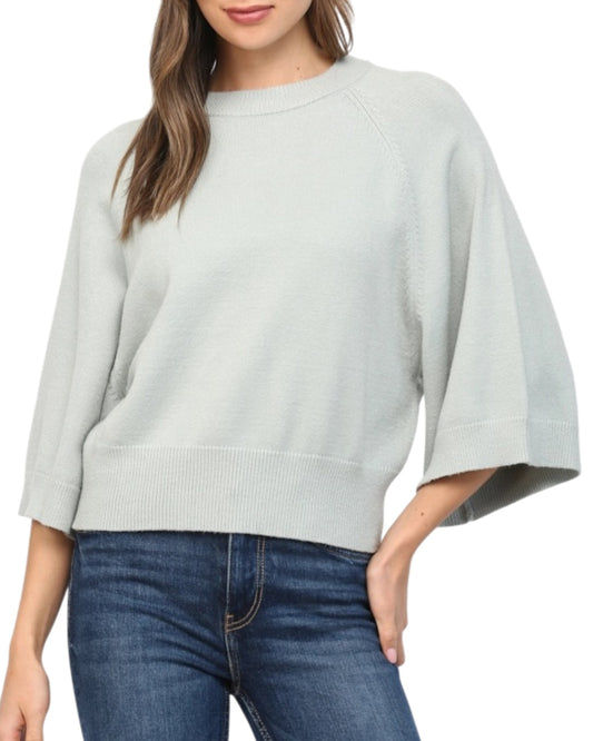 Sea Mist 3/4 Wide Sleeve Sweater