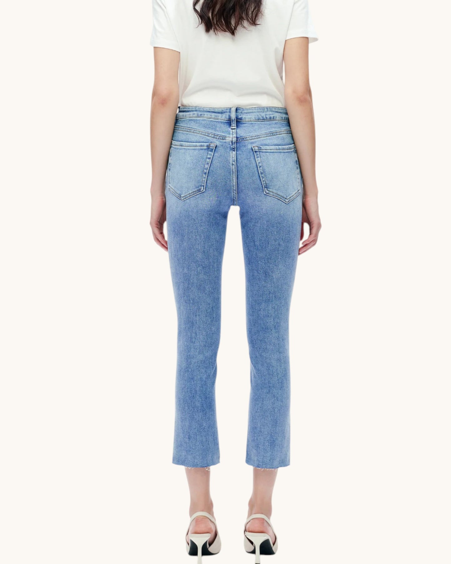 Bayeas Mid-Rise Raw Hem Ankle Jean (Lonely Wash)