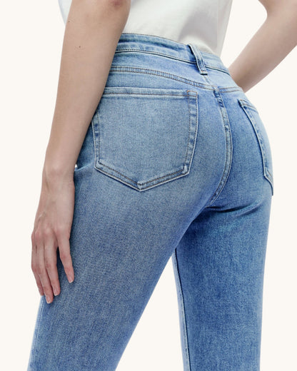 Bayeas Mid-Rise Raw Hem Ankle Jean (Lonely Wash)