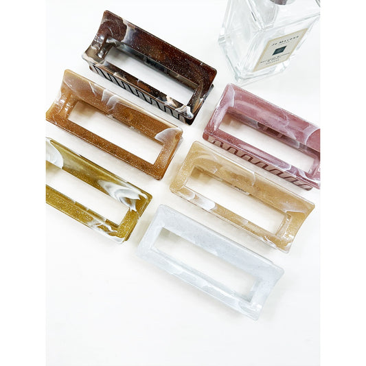 Sparkly Marble Rectangle Jumbo Hair Claw Clip