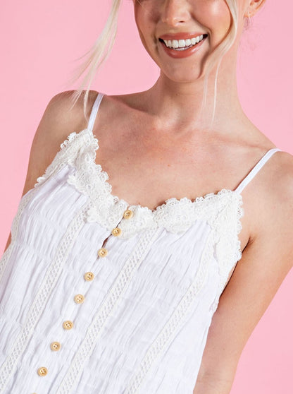 White Sleeveless Lace Cami Top