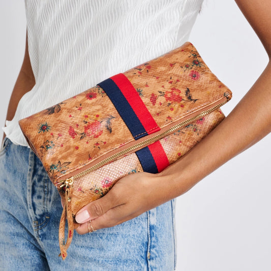 Jules Vegan Leather Stripe Clutch - 3 Colors
