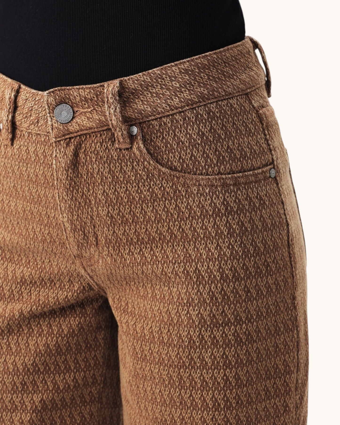 Bayeas Mid-Rise Wide Leg Soft Textured Jeans (Toffee)