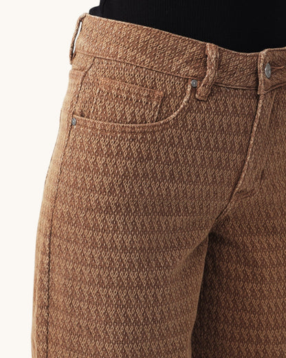 Bayeas Mid-Rise Wide Leg Soft Textured Jeans (Toffee)