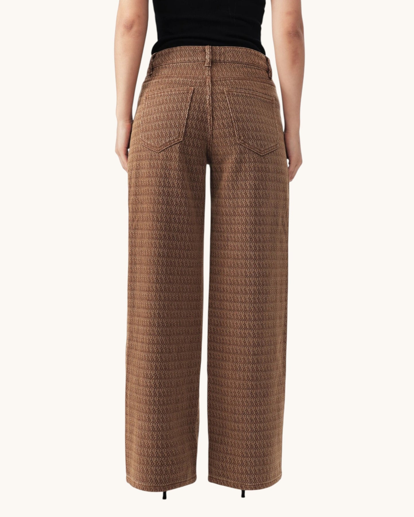 Bayeas Mid-Rise Wide Leg Soft Textured Jeans (Toffee)