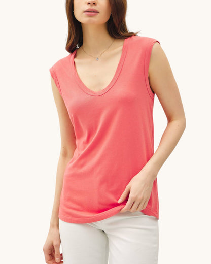 Poppy Washed Scoop Neck Tank Top