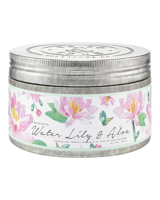 Water Lily & Aloe Large Tin Soy Candle