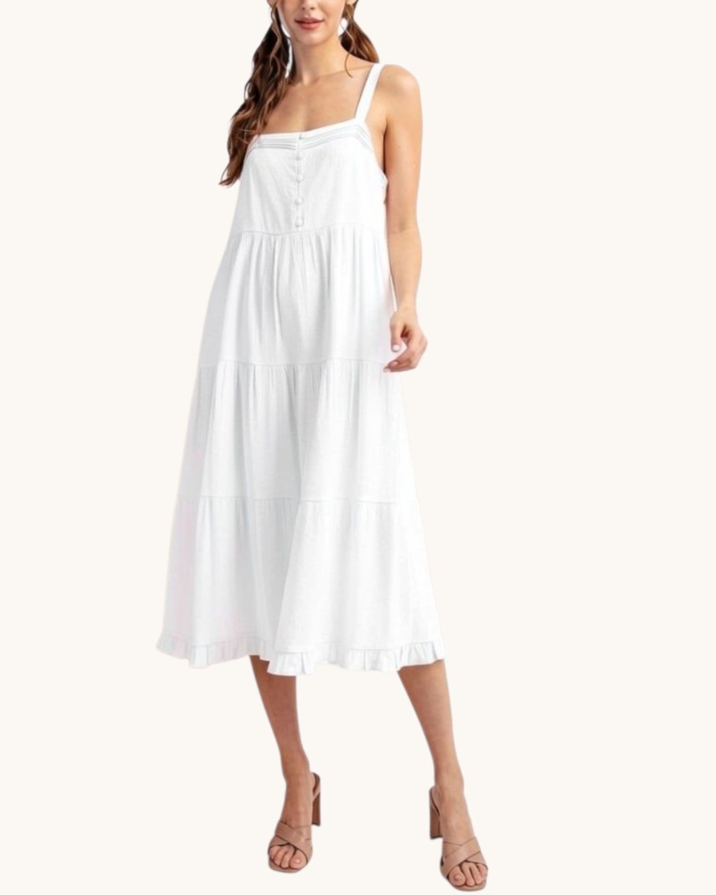 Summer Muse White Midi Sundress