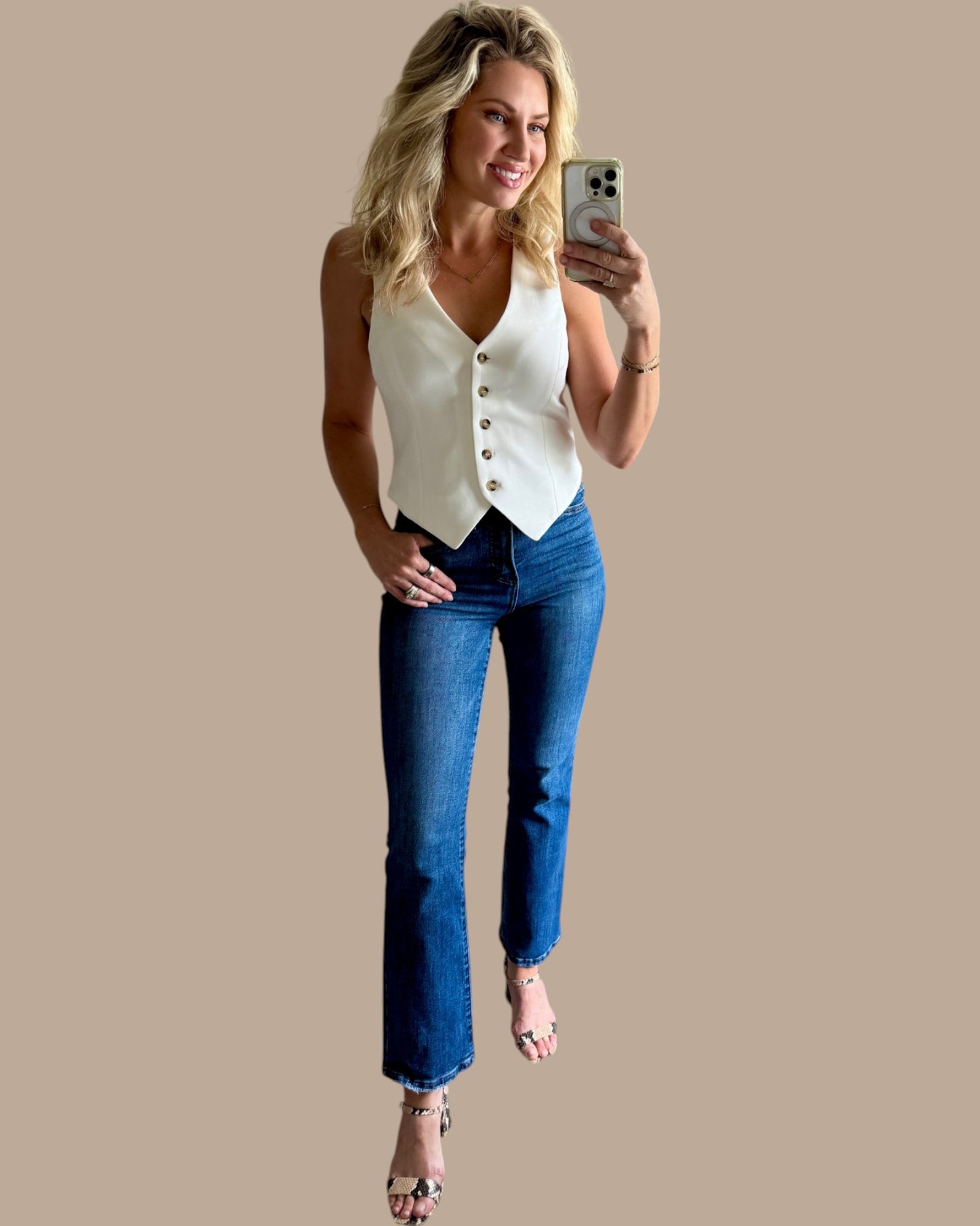 Ivory Ponti Knit Stretch Sleeveless Vest