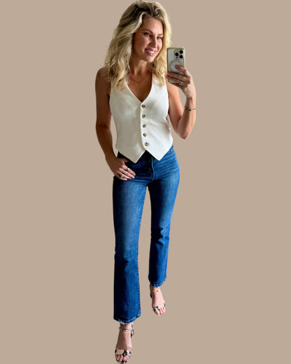 Ivory Ponti Knit Stretch Sleeveless Vest