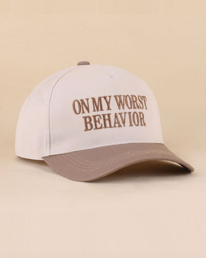 On My Worst Behavior Baseball Cap (Black or Mocha)