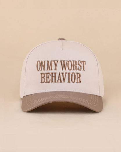 On My Worst Behavior Baseball Cap (Black or Mocha)
